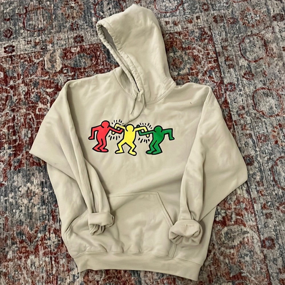 Tan hoodie with design